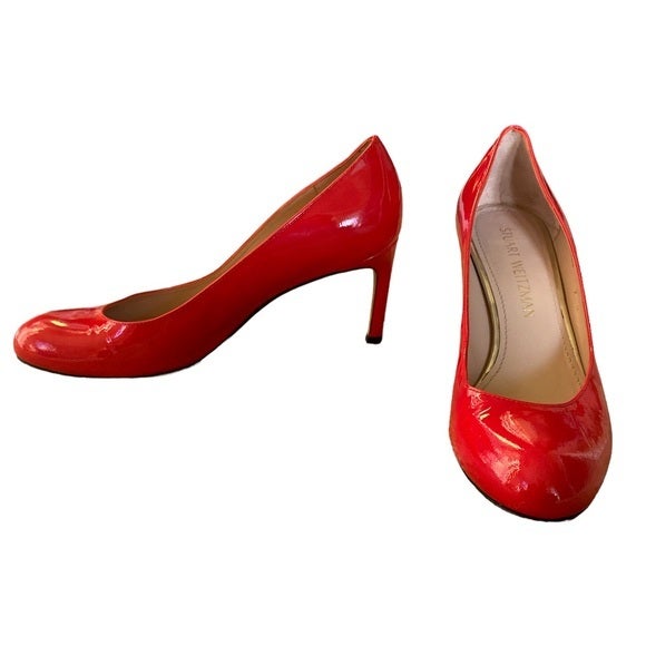Stuart Weitzman Red Patent Leather Pumps Size 7M Made in Spain Lusso